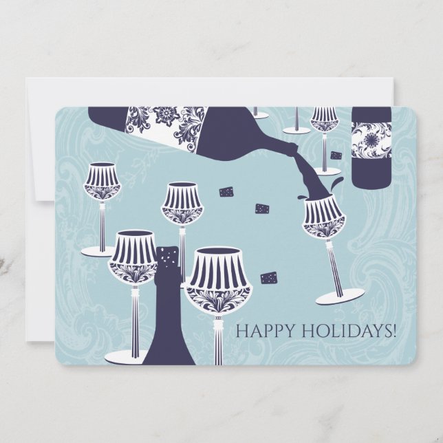 Finare-glasögon, vin, julkort inbjudan (Framsida)