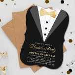 Finare Gold Foil Tuxedo Bachelor Party Inbjudningar<br><div class="desc">Fira i stil med trendigets inbjudningar. Utformningen är enkel att anpassa med din egen formulering och din familj och dina vänner kommer att bli glada när de tar emot dessa fantastiska inbjudningskort i party.</div>