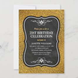 Finare Golden Glitter Vuxen 21:a födelsedag Party Inbjudningar