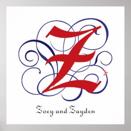 Finare Gothic Caps Brev Z, 300 dpi PNG-anpassning Poster