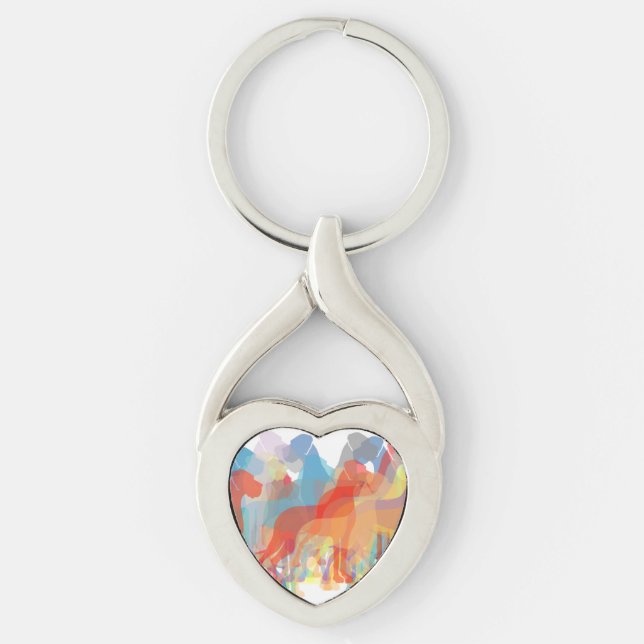 Finare Great dane Twisted Heart Silverfärgad Nyckelring (Framsidan)