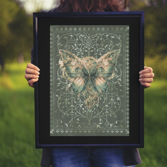 Finare Grönt Steampunk Butterfly Poster (Skapare uppladdad)