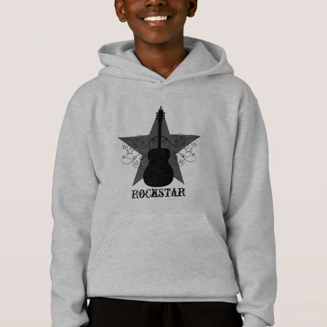 Finare Guitar Star Swirls Barn Tee, Black T Shirt (Framsida)