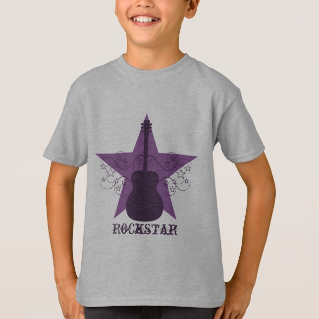Finare Guitar Star Swirls Barn Tee, Lila T Shirt (Framsida)