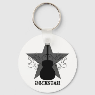 Finare Guitar Star Swirls Keychain, Black Nyckelring