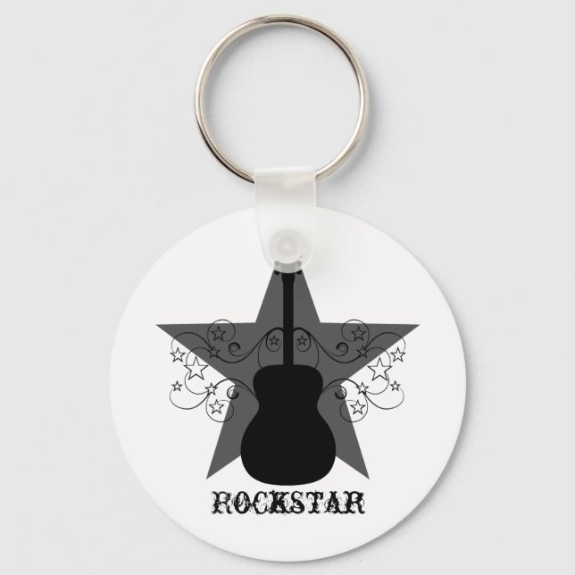 Finare Guitar Star Swirls Keychain, Black Nyckelring (Framsida)