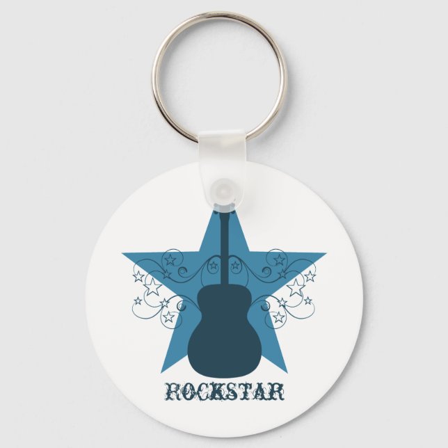 Finare Guitar Star Swirls Keychain, Royal Blue Nyckelring (Framsida)