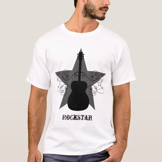 Finare Guitar Star Swirls Manar, svart Tee (Framsida)