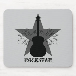 Finare Guitar Star Swirls Mousepad, Black Musmatta