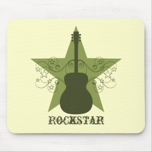Finare Guitar Star Swirls Mousepad, Grönt Musmatta