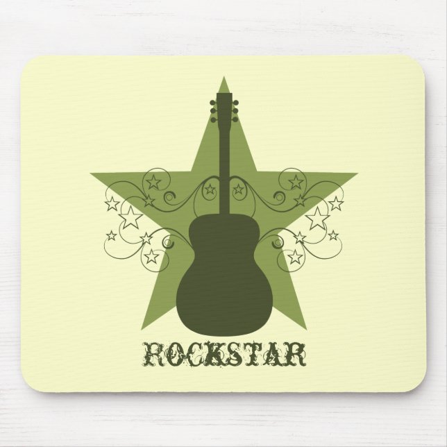 Finare Guitar Star Swirls Mousepad, Grönt Musmatta (Framsidan)