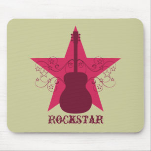 Finare Guitar Star Swirls Mousepad, Magenta Musmatta