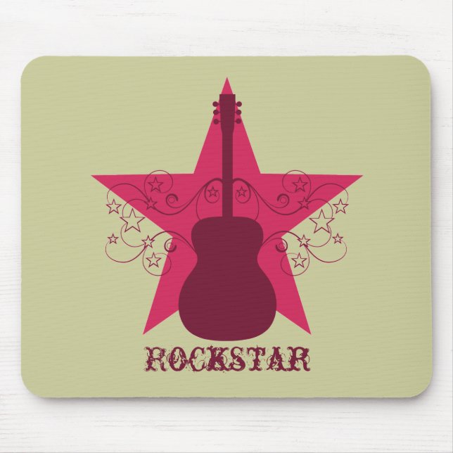 Finare Guitar Star Swirls Mousepad, Magenta Musmatta (Framsidan)