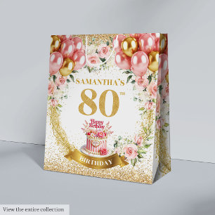 Finare Guld 80:e födelsedag Blommigt Gift