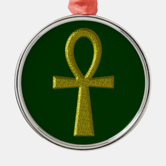 Finare Guld Ankh Premium Round Ornament (Framsidan)