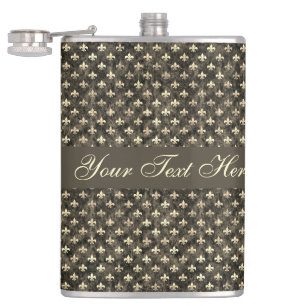 Finare Guld Brown Fleur De Lis Vinyl Wrappask Fickplunta