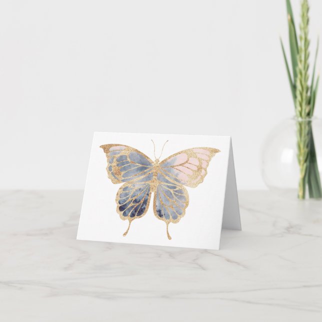Finare Guld Butterfly BLANK Kort (Framsida)