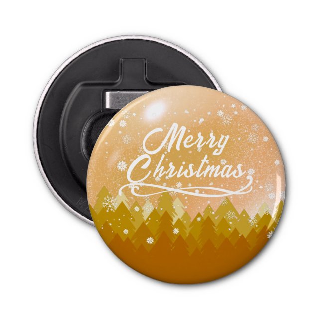 Finare Guld, fredligt Snö-skog God jul Flasköppnare (Framsidan)