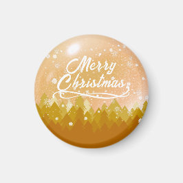 Finare Guld, fredligt Snö-skog God jul Magnet