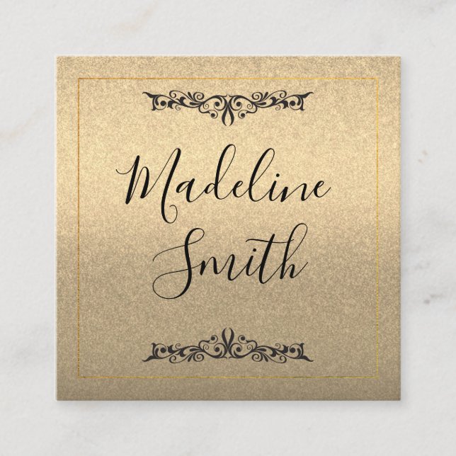 Finare Guld Glitter Lux Fyrkantigt Visitkort (Framsida)