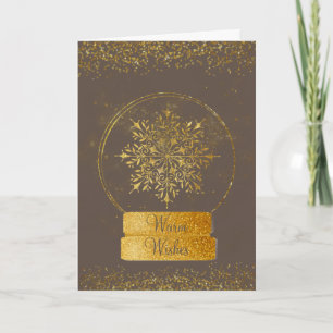 Finare Guld Glitter Snowflake Snö Globe jul Kort