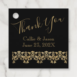 Finare Guld Lettering på svarta Tack Gåvor Etiketter