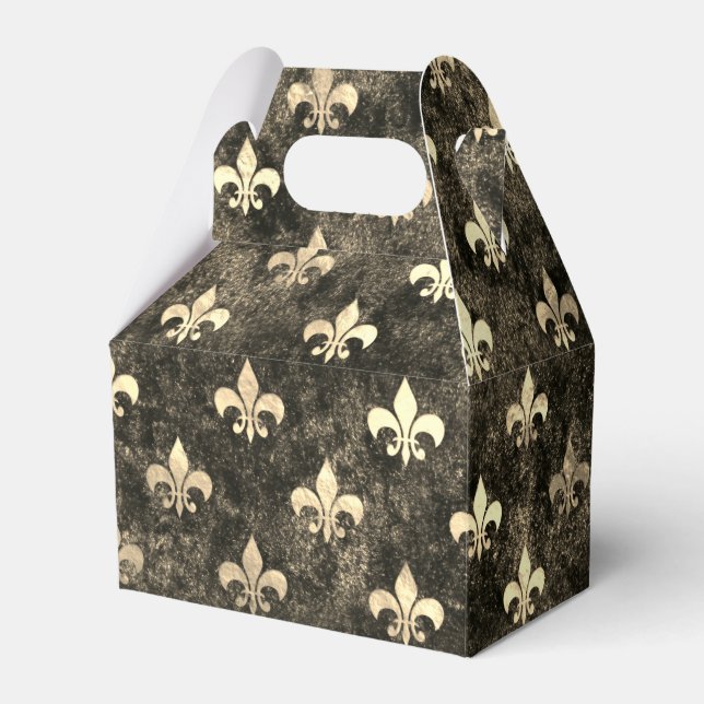 Finare Guld om Brown Fleur de Lis Presentaskar (Framsidan Sidan)