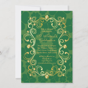 Finare Guld Shamrock St. Patrick:s Party bjudan Inbjudningar