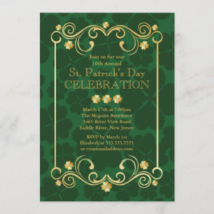 Finare Guld Shamrock St. Patricks partiinbjudan Inbjudningar