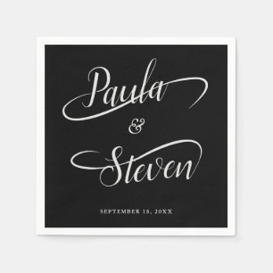 Finare handskriven Swash Calligraphy Bröllop Pappersservett