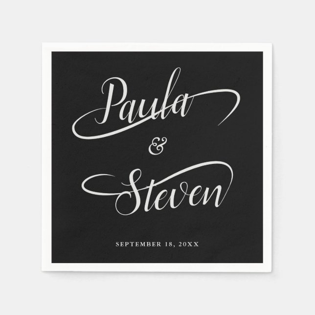 Finare handskriven Swash Calligraphy Bröllop Pappersservett (Framsidan)