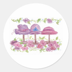 Finare Hats and Flowers Runt Klistermärke