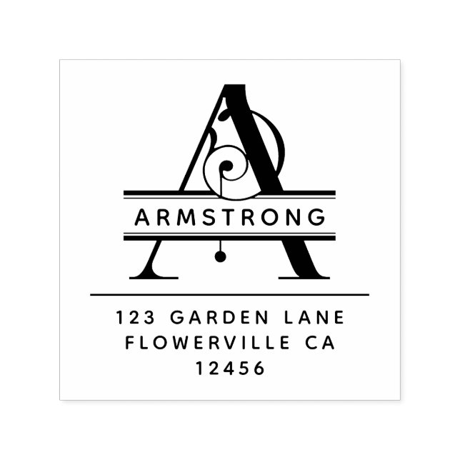 Finare Head Brev - A - Returadress Monogram Självfärgande Stämpel (Design)