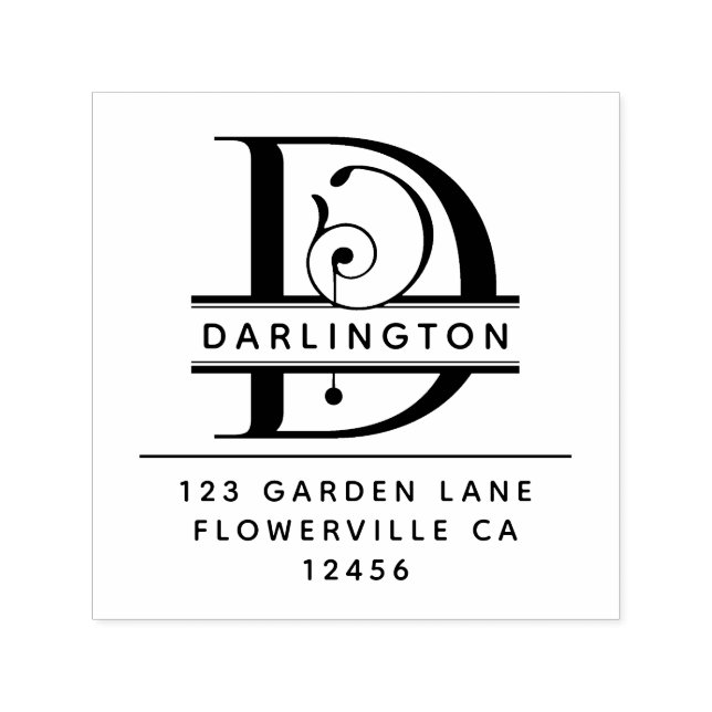 Finare Head Brev - D - Returadress Monogram Självfärgande Stämpel (Design)