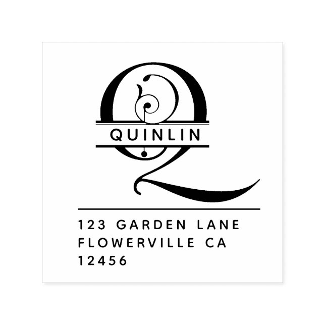 Finare Head Brev - Q - Returadress Monogram Självfärgande Stämpel (Design)