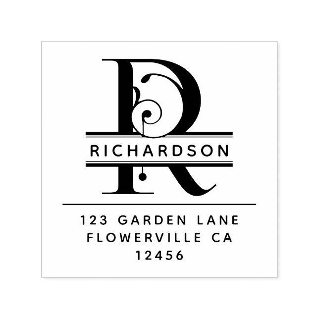 Finare Head Brev - R - Returadress Monogram Självfärgande Stämpel (Design)