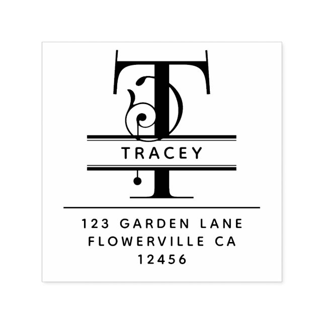 Finare Head Brev - T - Returadress Monogram Självfärgande Stämpel (Design)