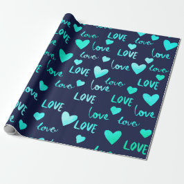 Finare Heart Ocean Blue Navy Glitter Kärlek Valent Presentpapper