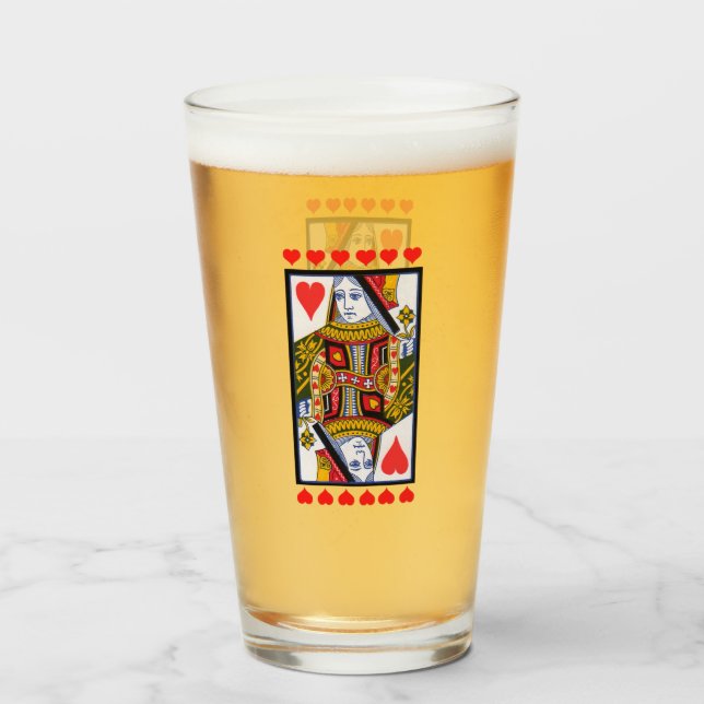 Finare Heart Queen spelar kort kort i Färgad Glaskopp (Framsida fylld)