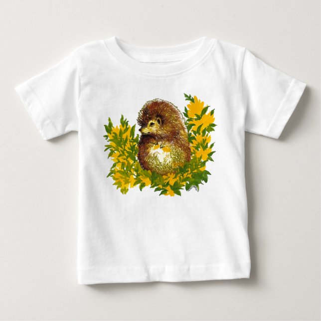 Finare Hedgehog Watercolor Designad Infant T-Shirt (Framsida)