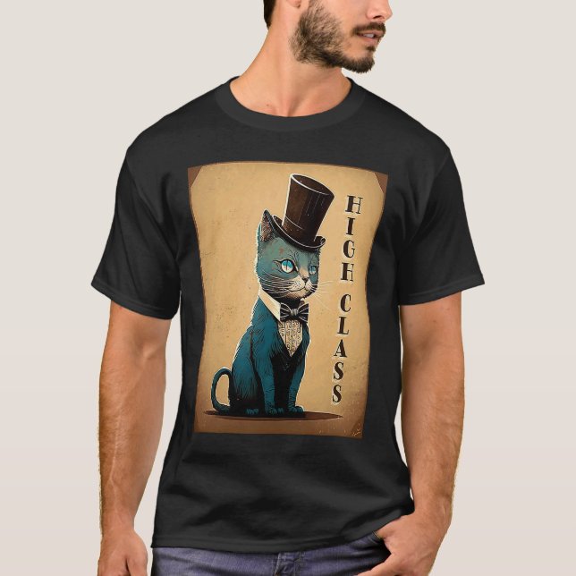Finare, högklassig, Top hat, gammal Stil-badkarta T Shirt (Framsida)