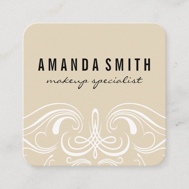Finare Inslag Beige Fyrkantigt Visitkort (Framsida)