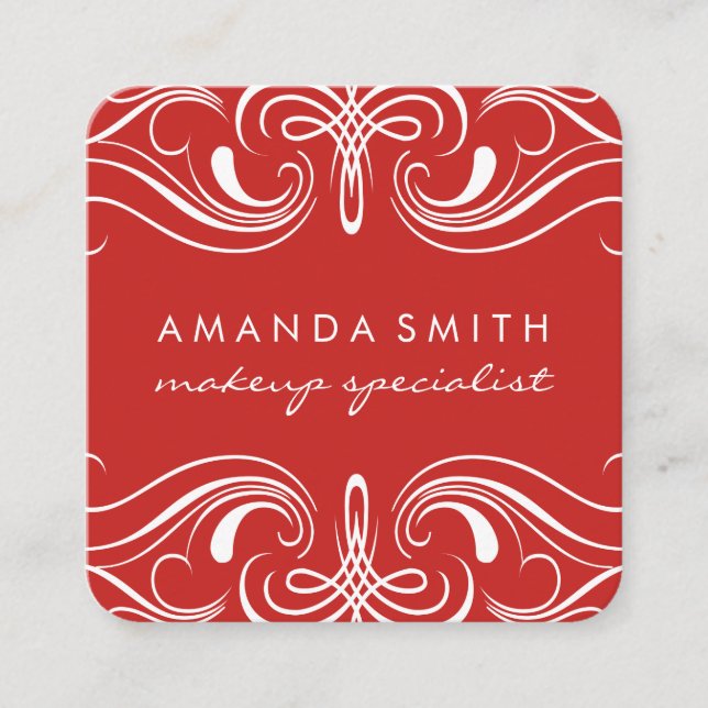Finare Inslag Red Fyrkantigt Visitkort (Framsida)