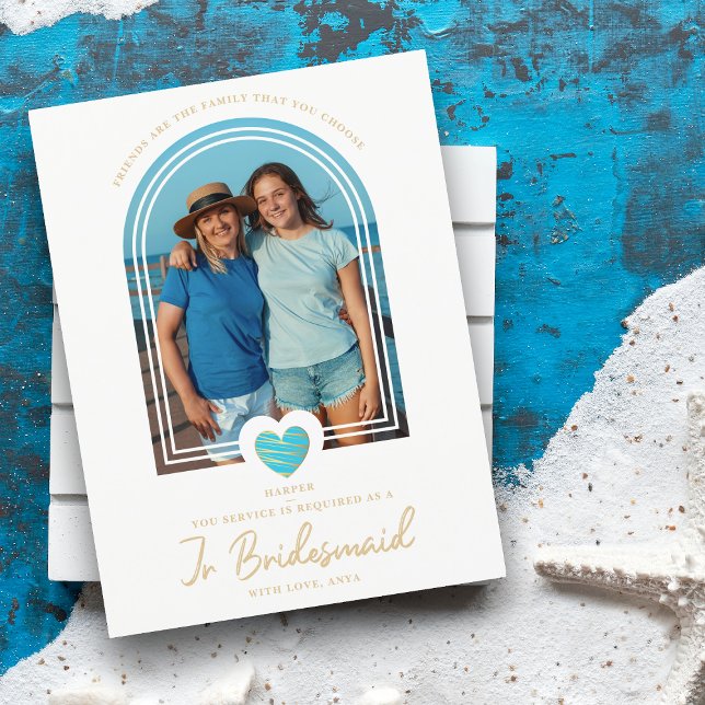 Finare Jr Bridesmaid Blue Heart Photo Frieri Vykort (Skapare uppladdad)