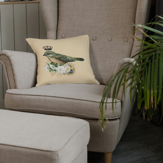 Finare Krona Bird på persikor Kudde (Skapare uppladdad)