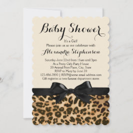 Finare Leopard Black Bow Baby Shower Inbjudningar