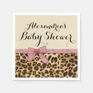 Finare Leopard Rosa Bow Girl Baby Shower Pappersservett