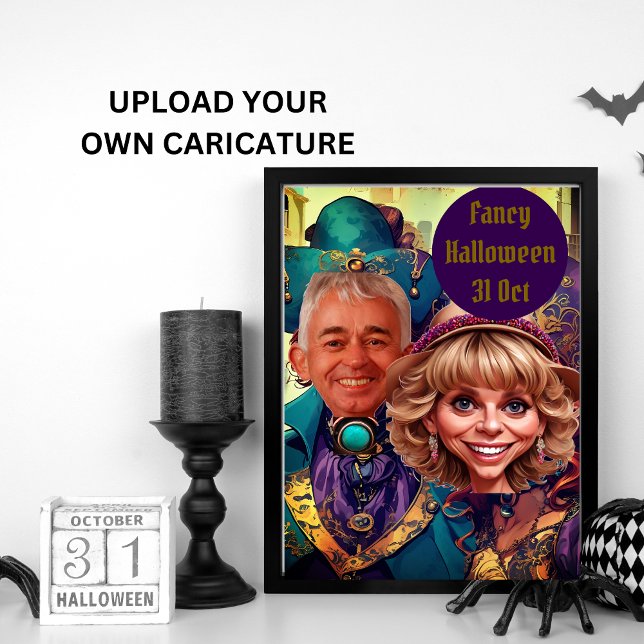 Finare lila Caricature Couple i Venedig Inbjudningar (Skapare uppladdad)