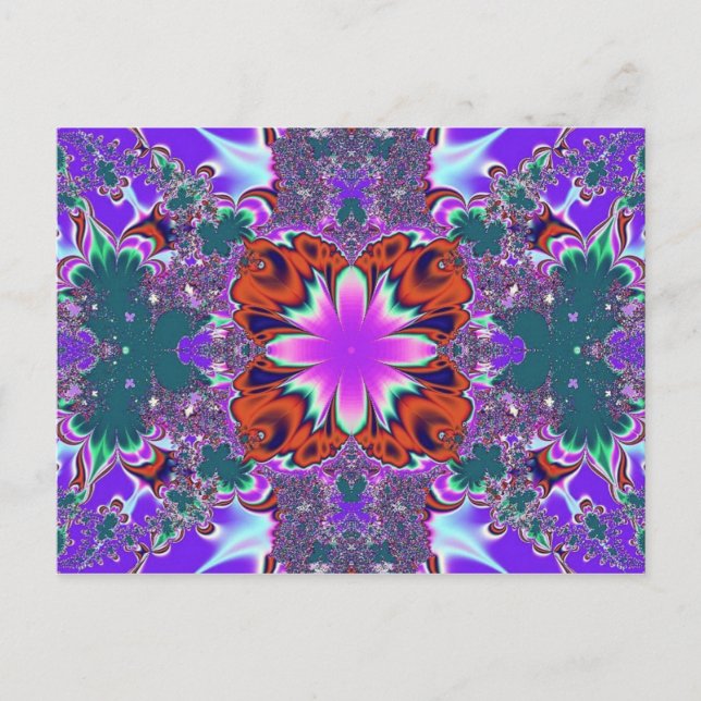 Finare Lila Fractal-vykort Vykort (Framsida)