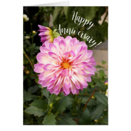 Finare-Lila och vita Dahlia-årskort Hälsningskort